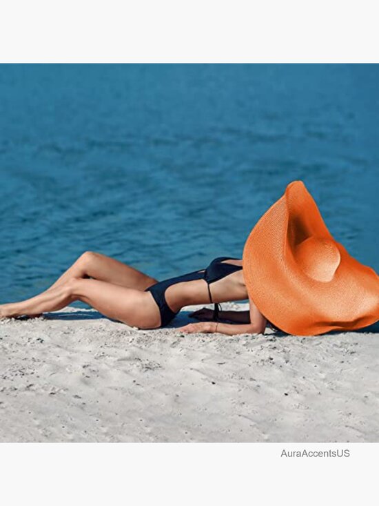 Oversized Wide Brim Straw Sun Hat Foldable Beach Visor Hat